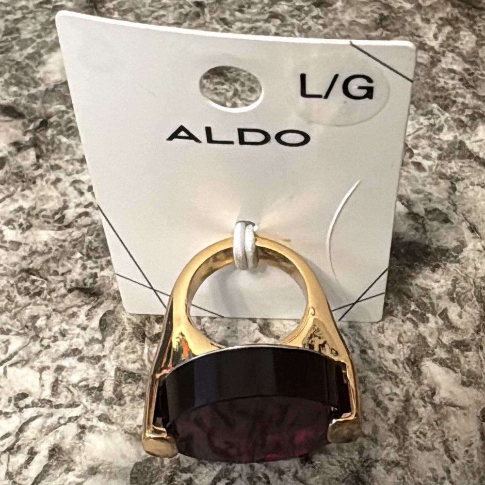 NWT Aldo Cocktail Rng Purple Pink Gold Round Statement - Picture 3 of 6